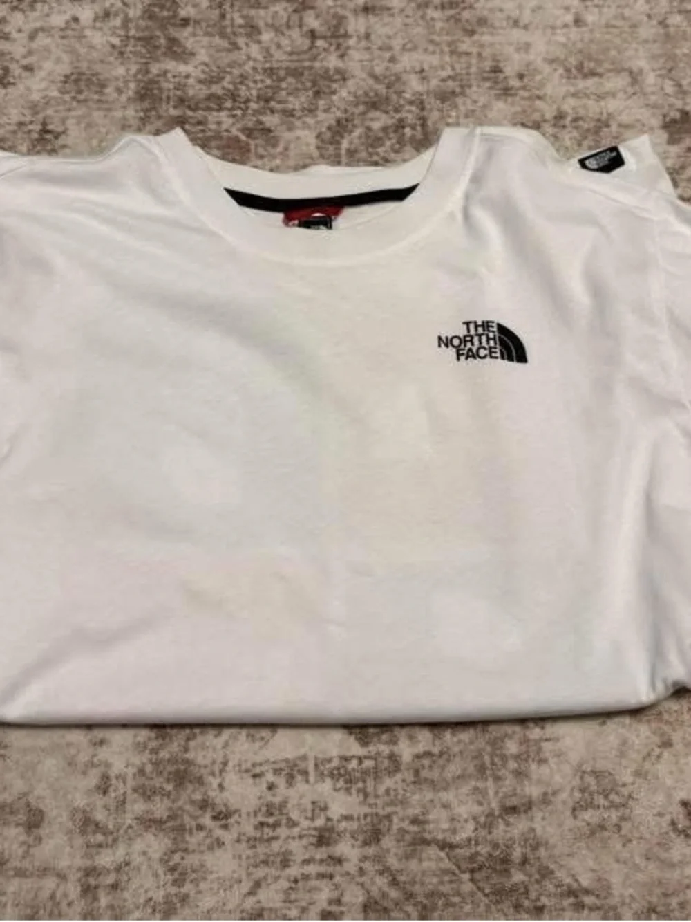 The North Face White Tee with Pink, Green, Blue & Orange Logo Squares - Picture 2 of 2